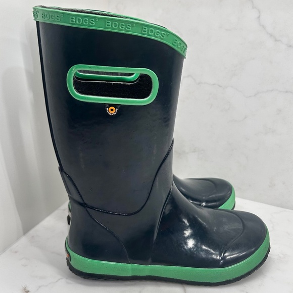 Bogs Kids Lightweight Waterproof Boots Navy/Green - 4Y - Very Clean! - Picture 3 of 7